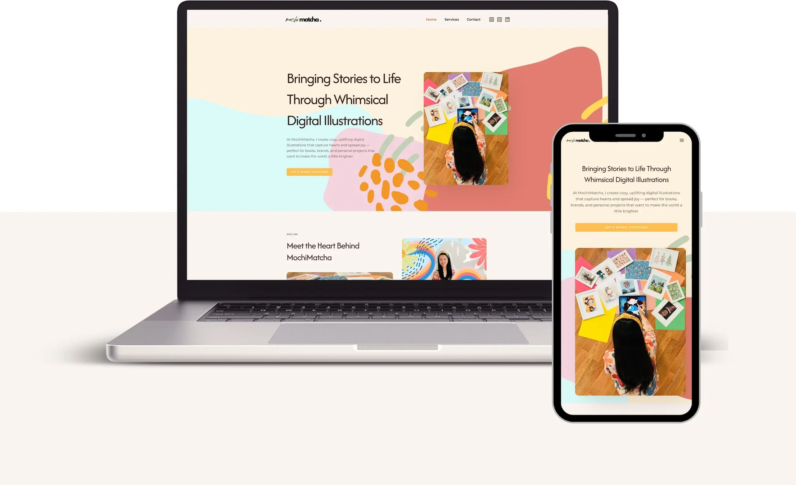 Sample of MochiMatcha's website on desktop and mobile