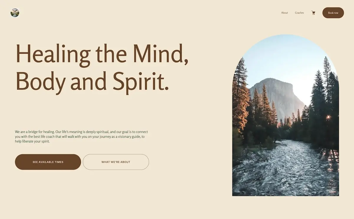Sacred River Way Website in Desktop A screenshot of Sacred River Way's website in desktop view