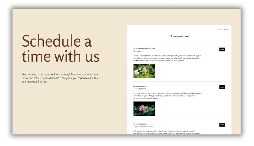 Sacred River Way Scheduling Sample of Sacred River Way scheduling user interface